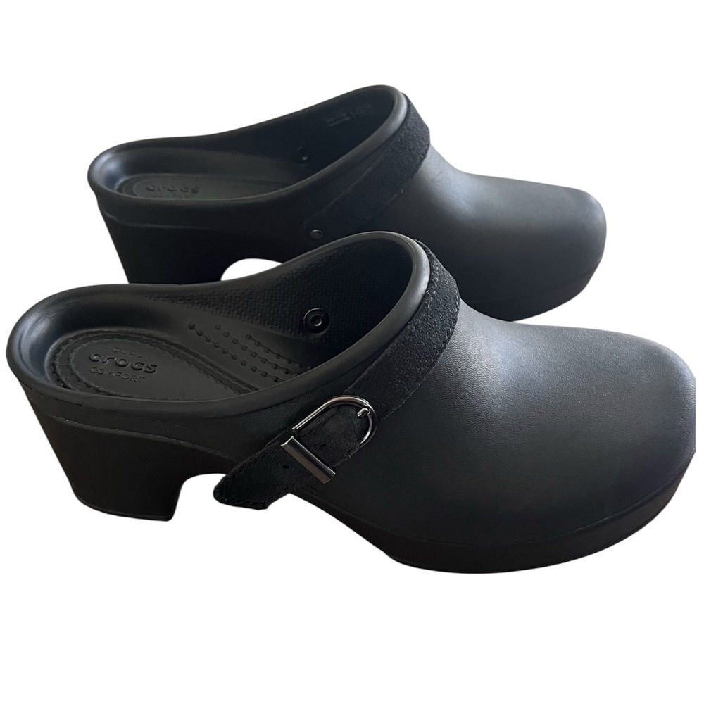 Crocs Clogs Mule Women’s 7 Black Slip On Dual Comfort Shoes Heels